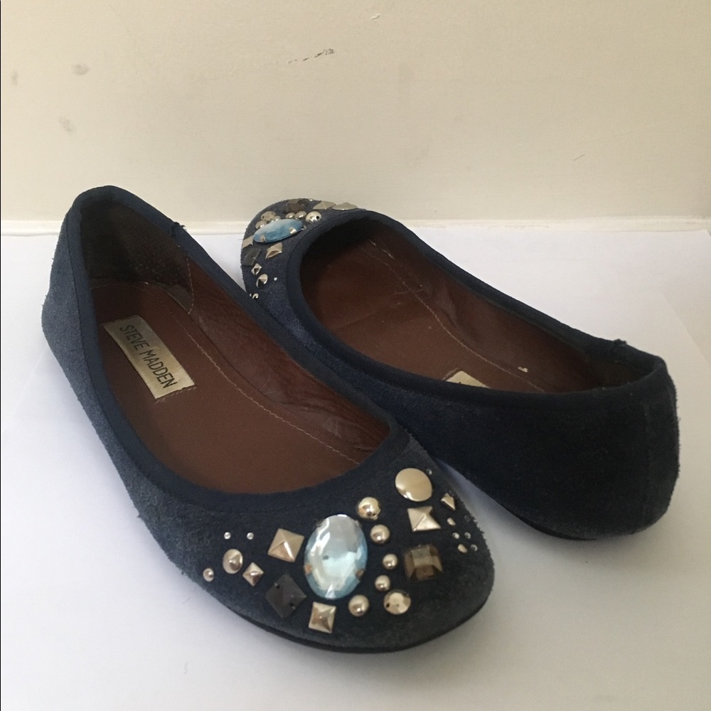 Steve Madden Navy Conecct Embellished Ballet Flat